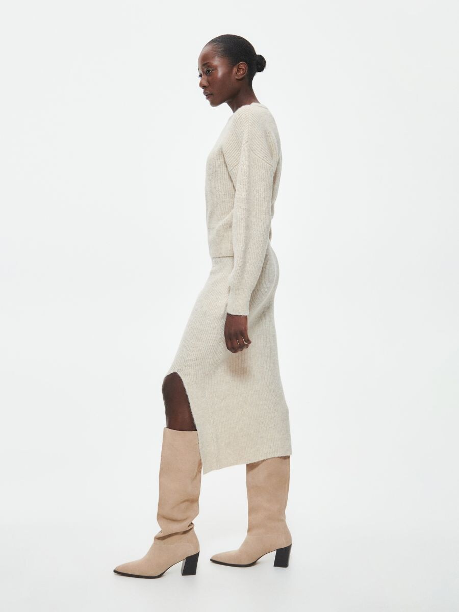 Jersey skirt - beige - RESERVED - 3