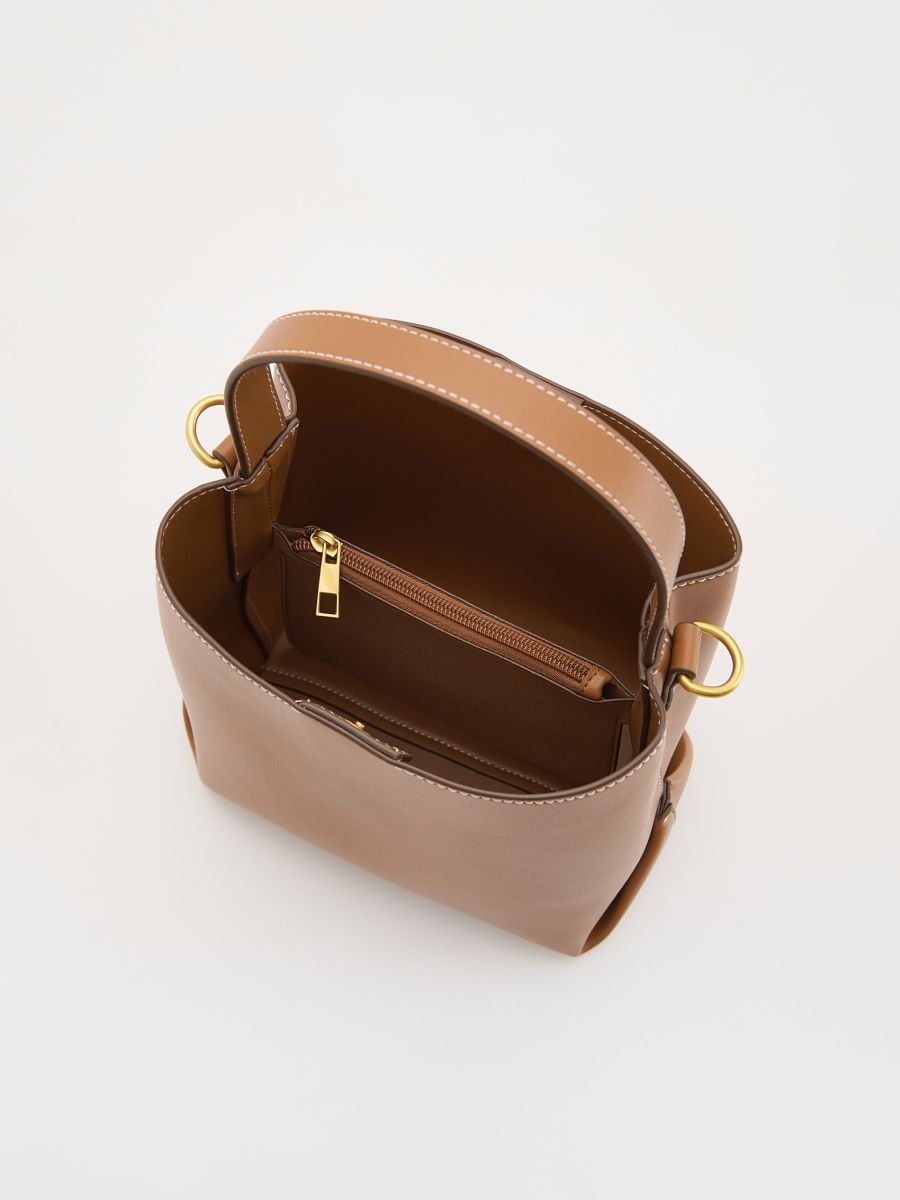 Bucket bag with strap - golden brown - RESERVED - 4