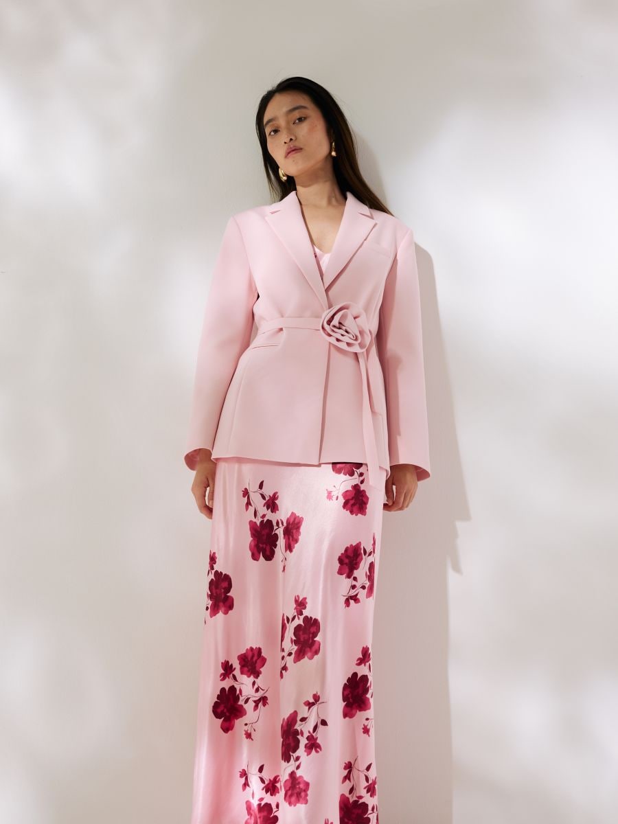 Blazer with decorative rose - pastel pink - RESERVED - 7