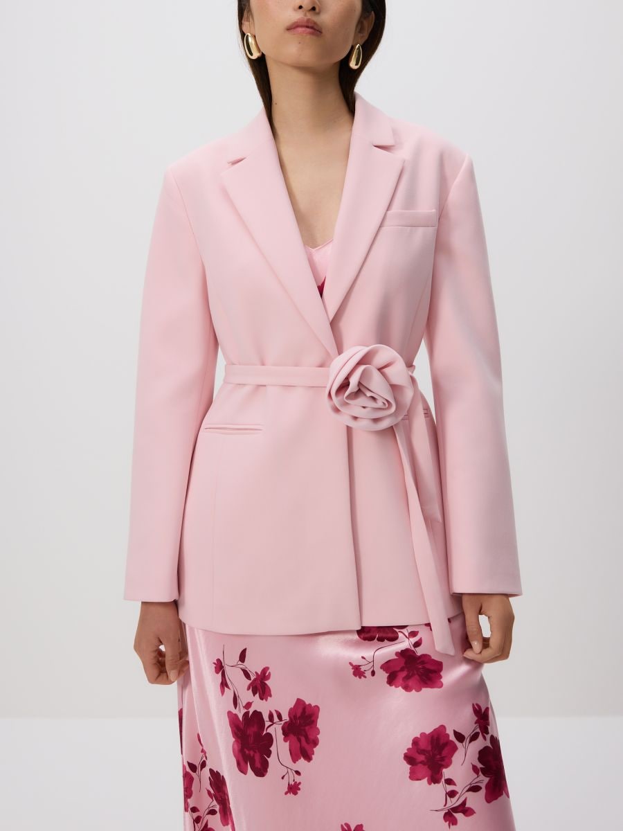 Blazer with decorative rose - pastel pink - RESERVED - 3