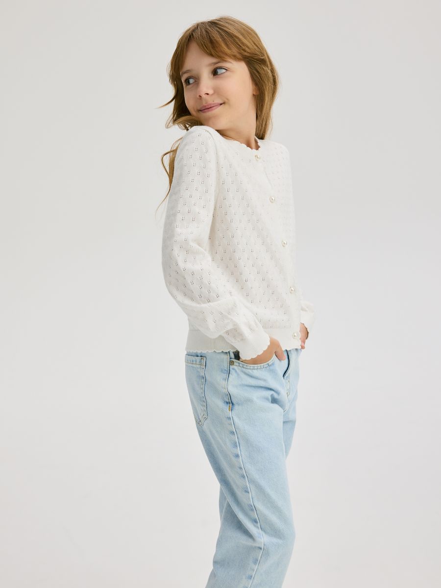 Cardigan with decorative buttons - cream - RESERVED - 2