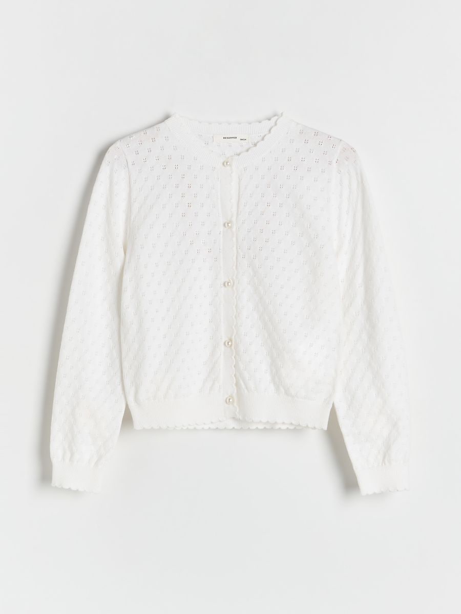 Cardigan with decorative buttons - cream - RESERVED - 3