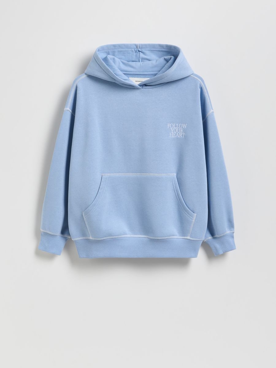 Oversized hoodie with embroidery detail - blue - RESERVED