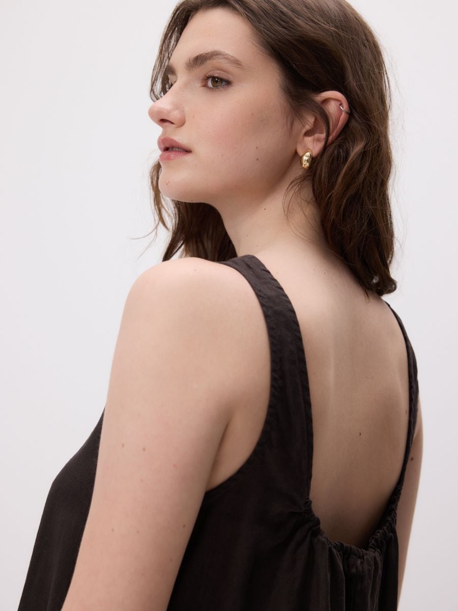 Linen jumpsuit - dark brown - RESERVED - 2