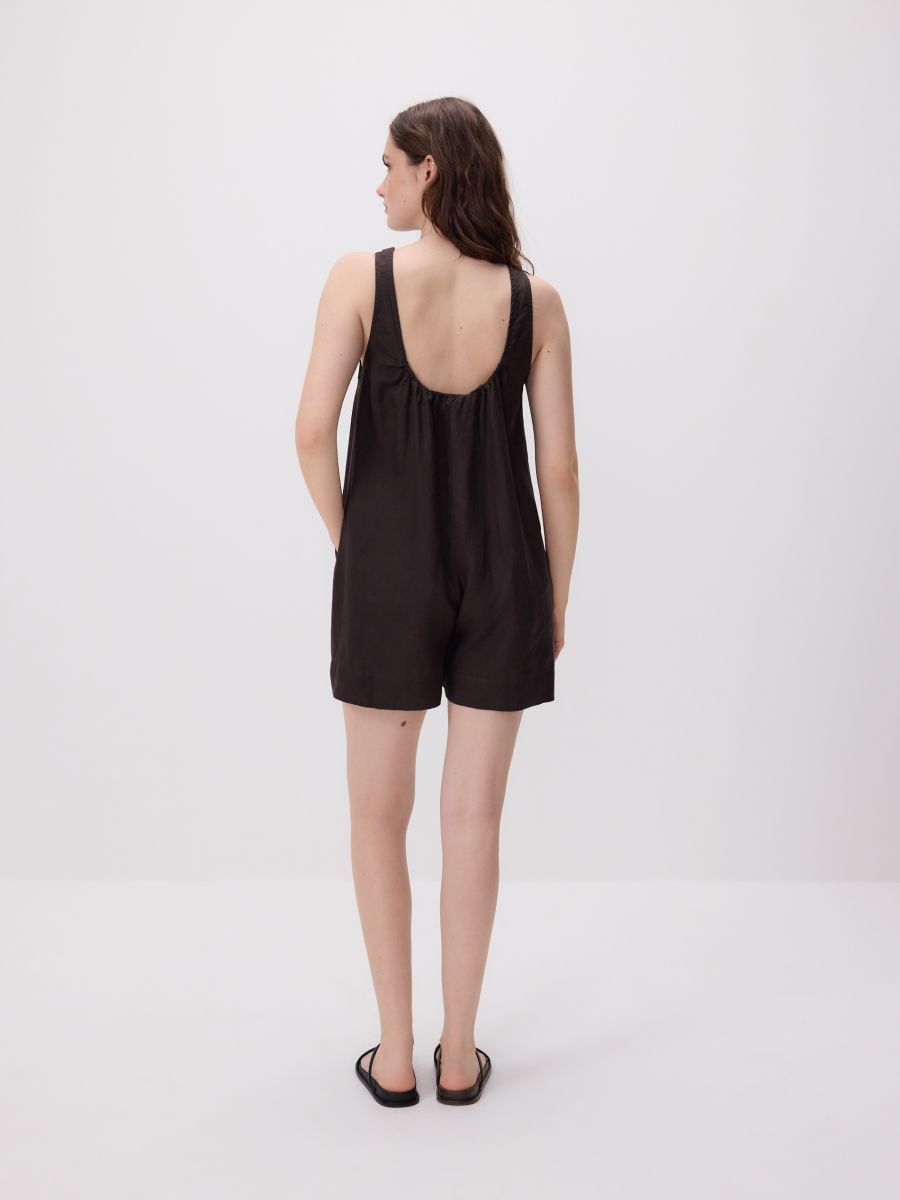 Linen jumpsuit - dark brown - RESERVED - 4