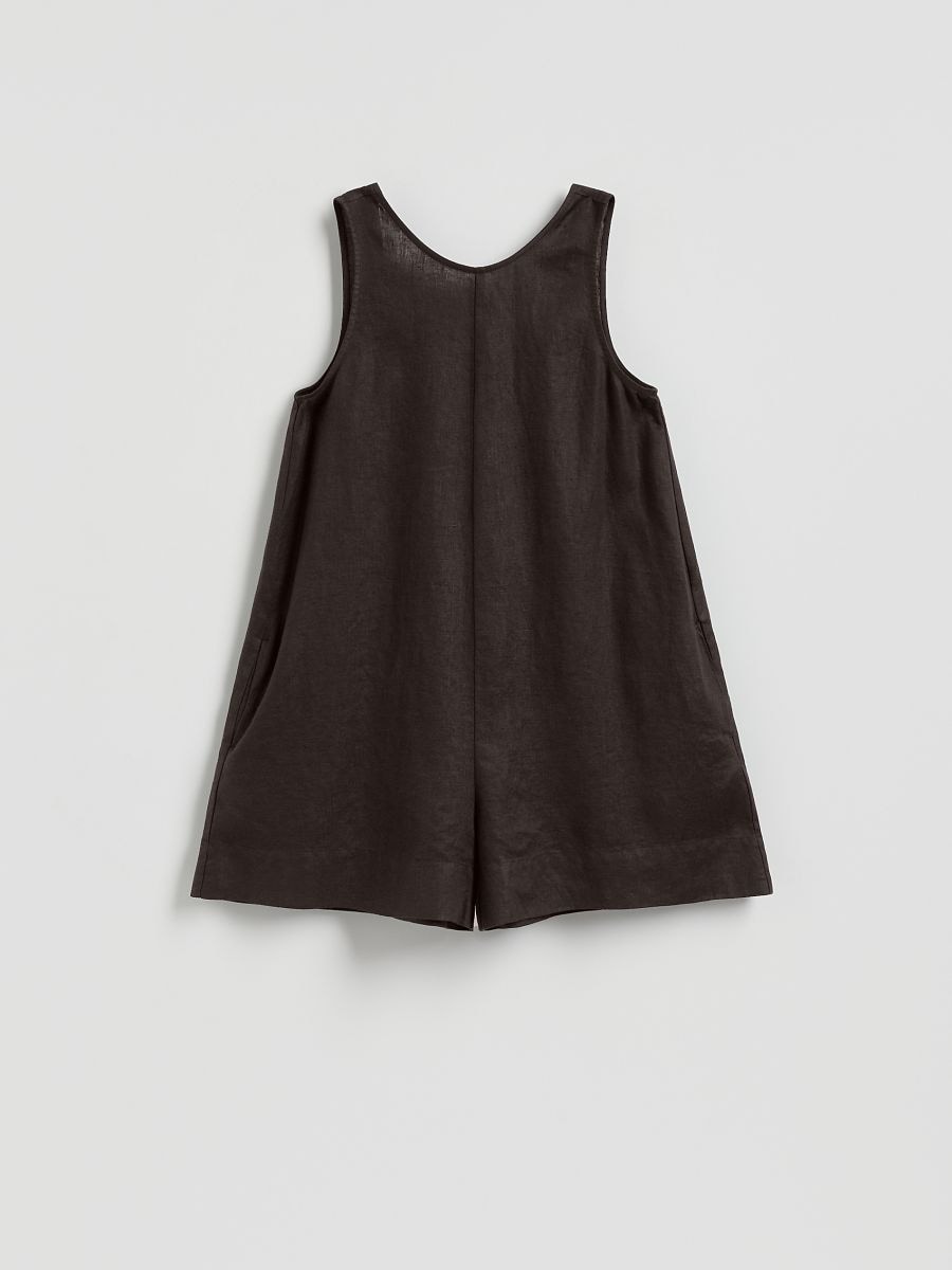 Linen jumpsuit - dark brown - RESERVED - 5