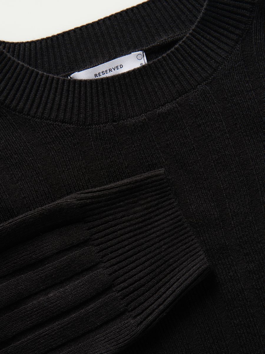 Pull en maille côtelée - Noir - RESERVED - 5