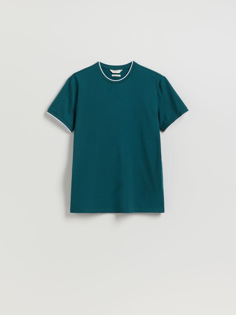 T-shirt regular z merceryzowaną bawełną - zielony - RESERVED
