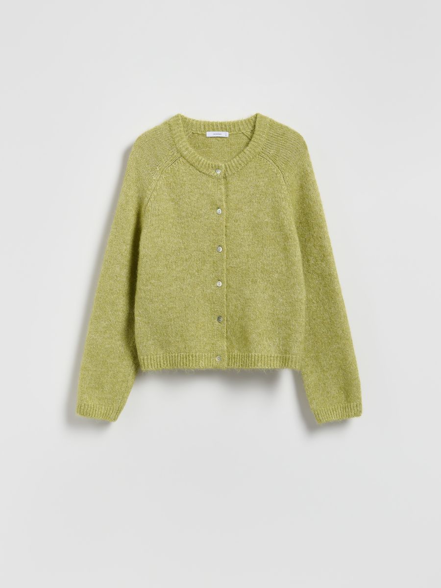 Cardigan en laine mélangée - vert olive clair - RESERVED