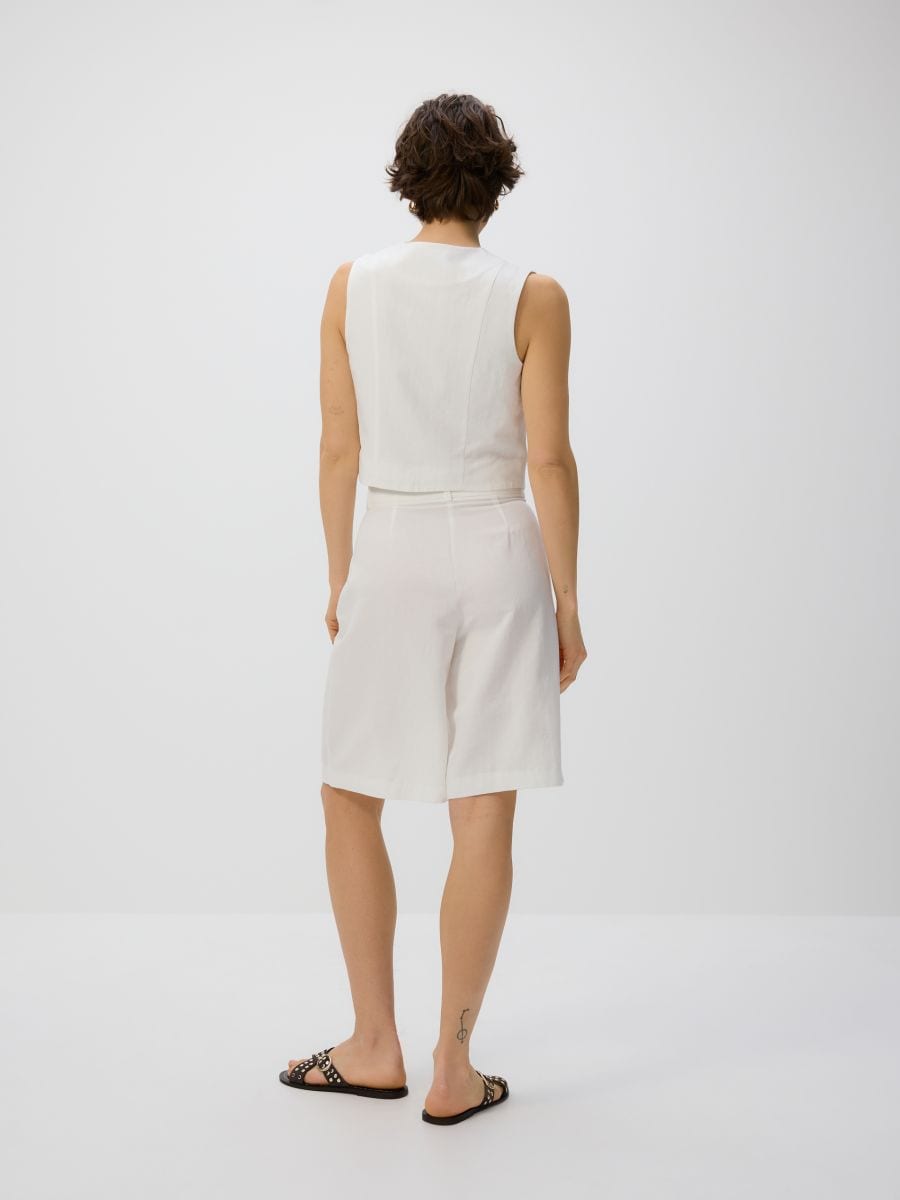 Vest with linen blend - cream - RESERVED - 4