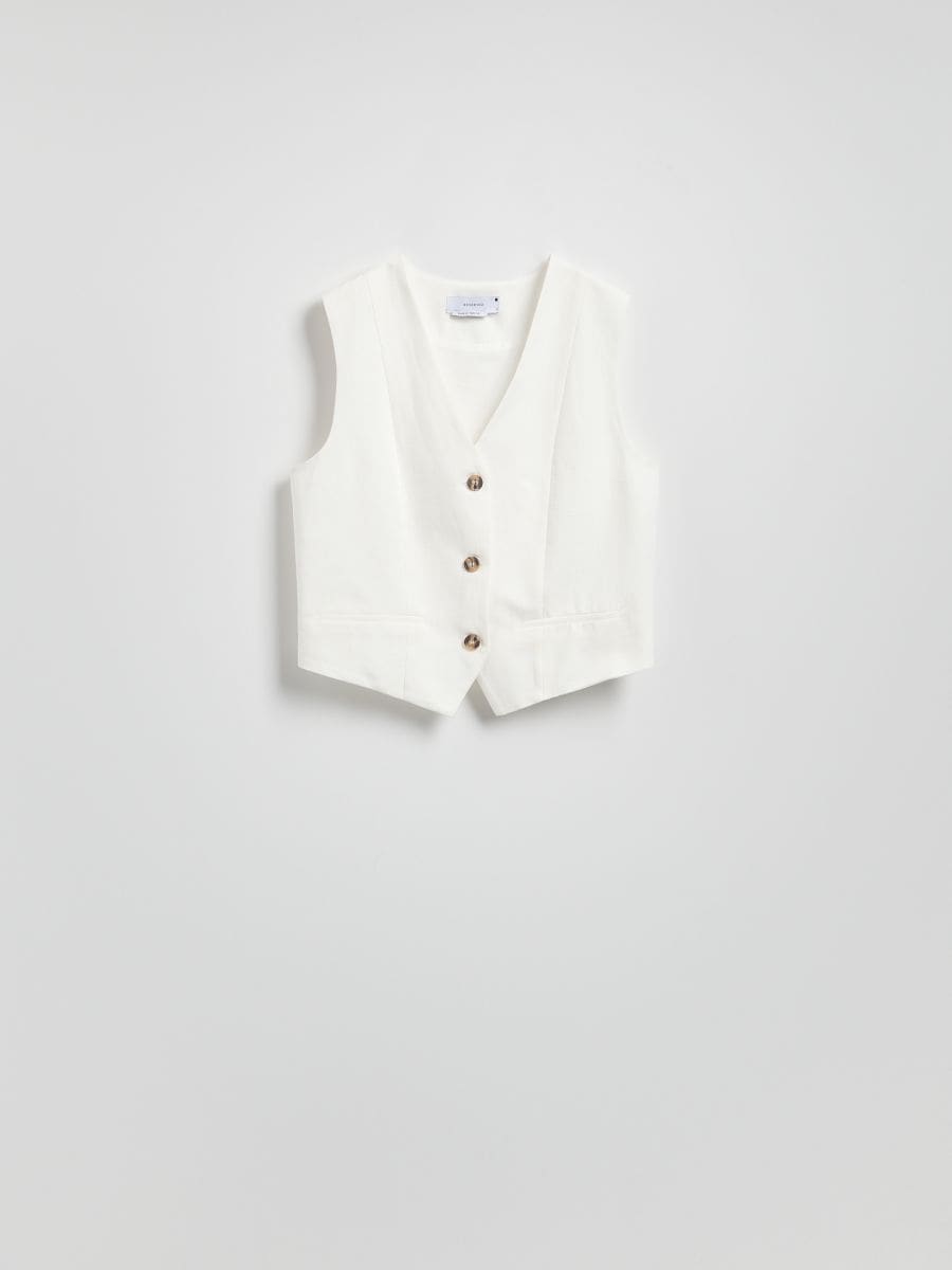 Vest with linen blend - cream - RESERVED - 7