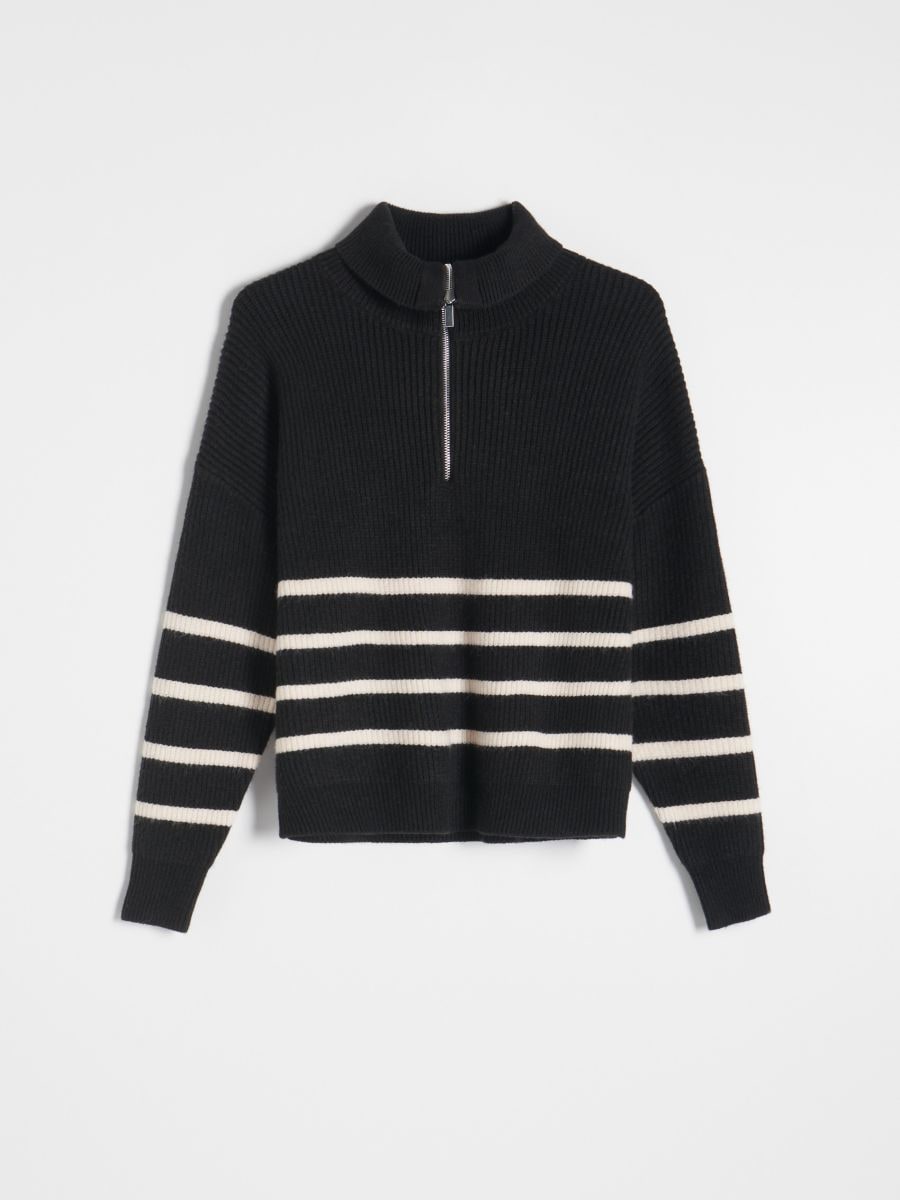 Pull oversize rayé - Noir - RESERVED - 4
