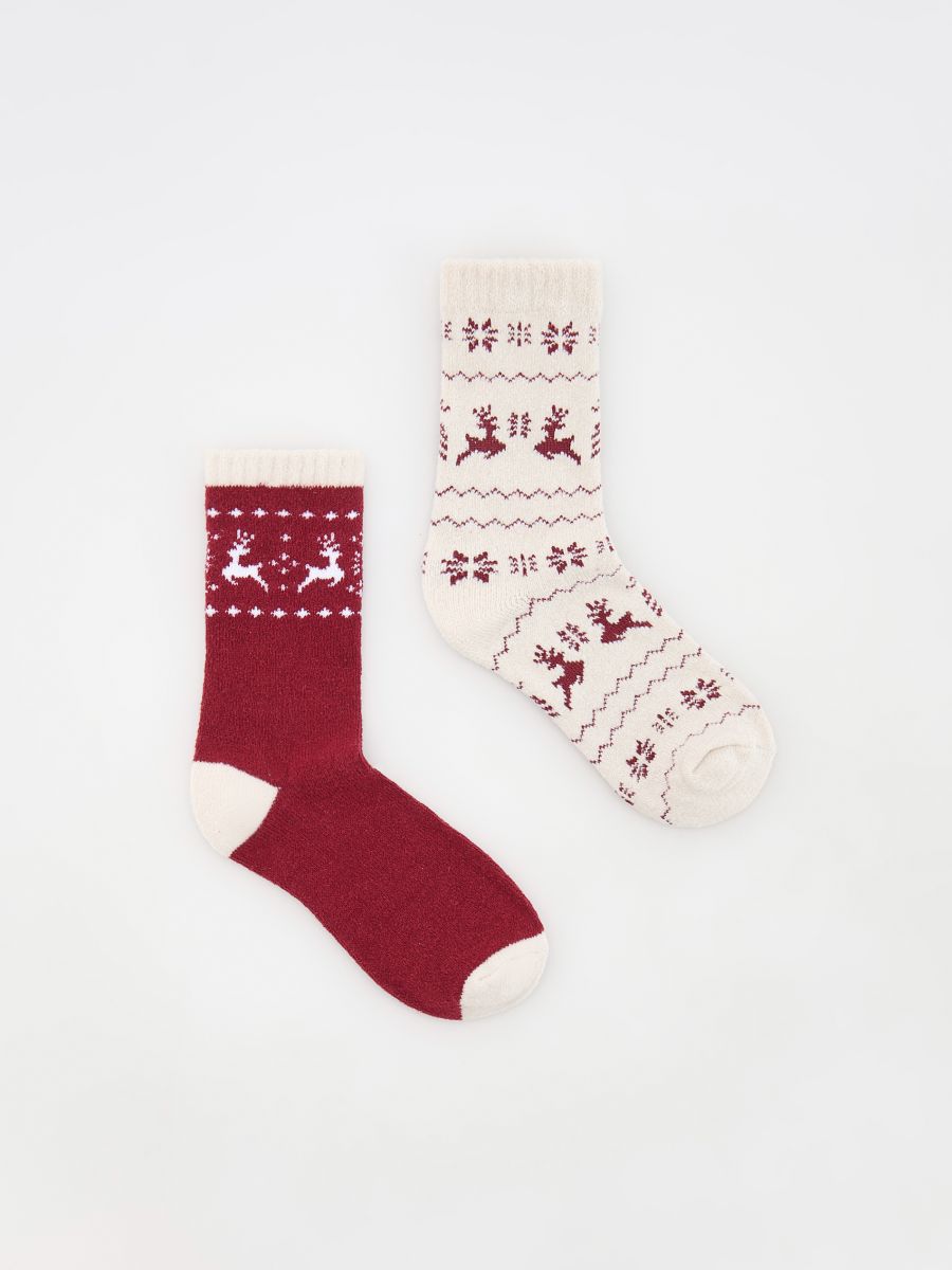 Christmas motif socks 2 pack - red - RESERVED