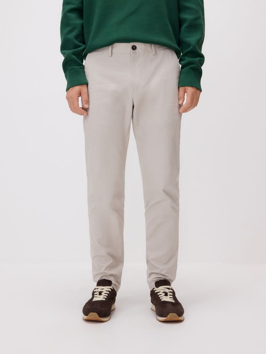 Chino slim cotton rich trousers - light grey - RESERVED