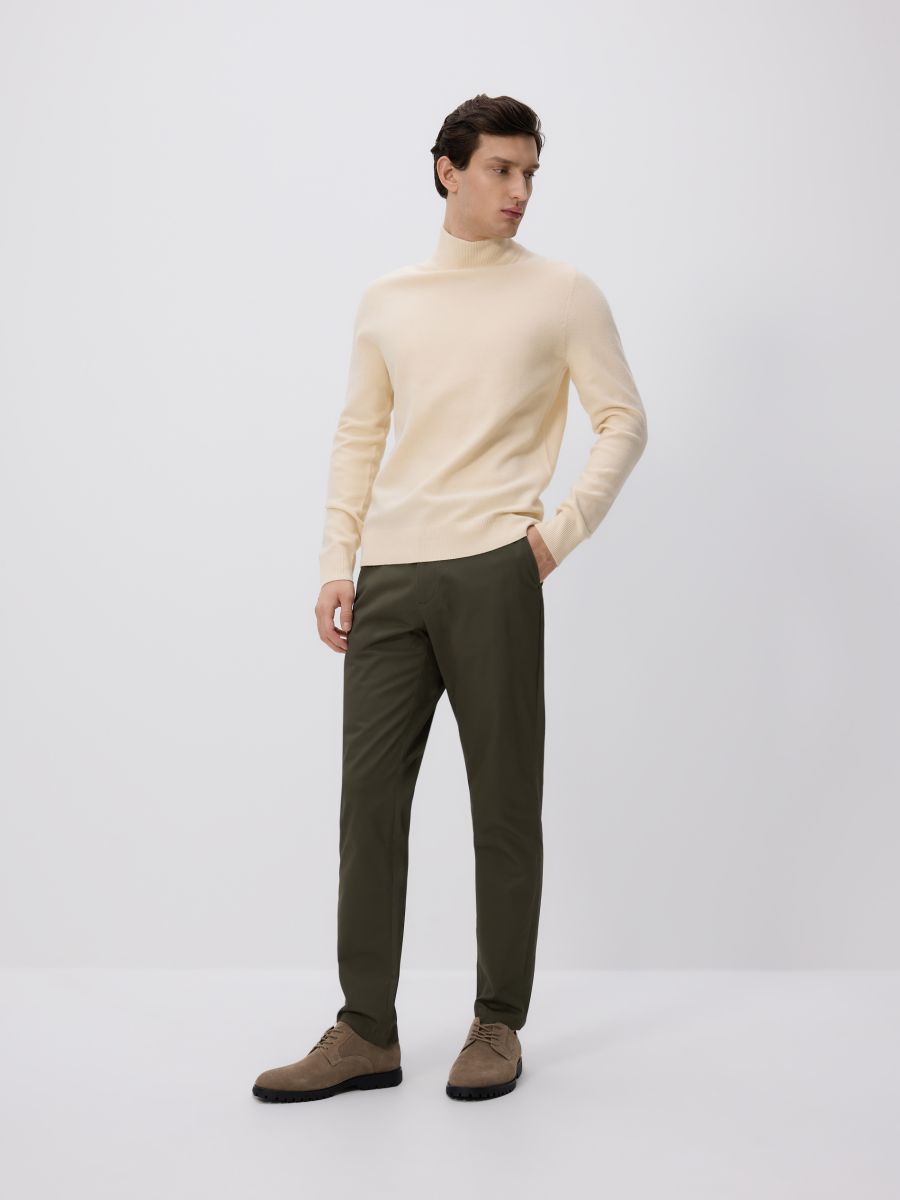 Chino slim cotton rich trousers - brownish green - RESERVED