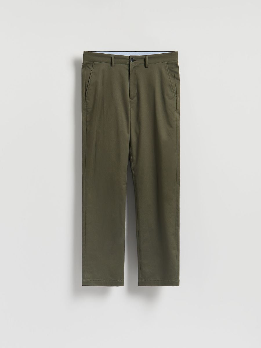 Chino slim cotton rich trousers - brownish green - RESERVED