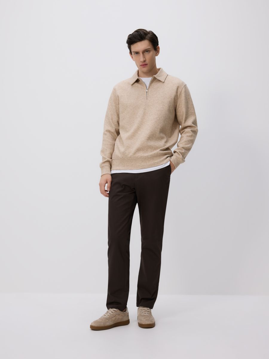Chino slim cotton rich trousers - dark brown - RESERVED