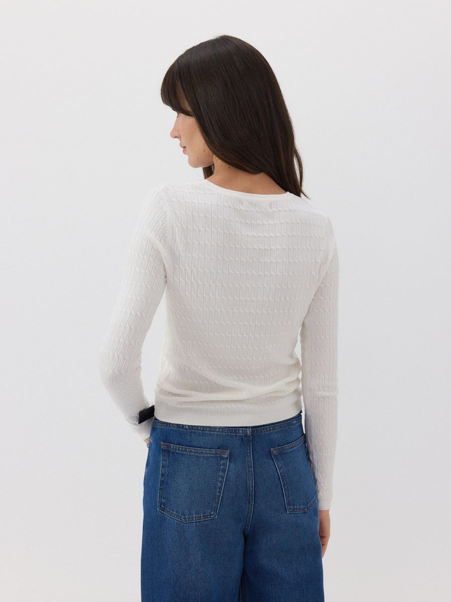 Pull en maille structurée - crème - RESERVED - 4