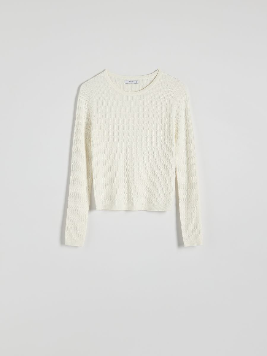 Pull en maille structurée - crème - RESERVED - 5