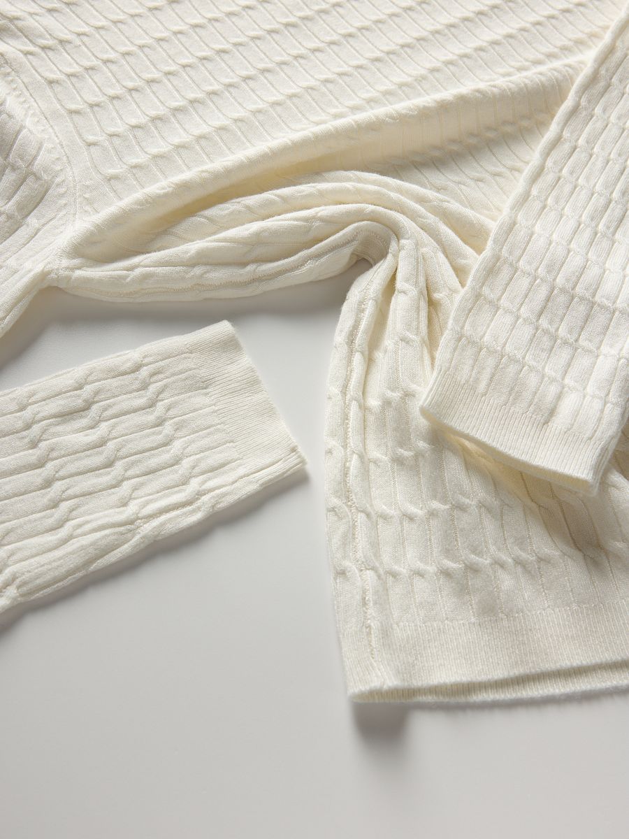 Pull en maille structurée - crème - RESERVED - 6