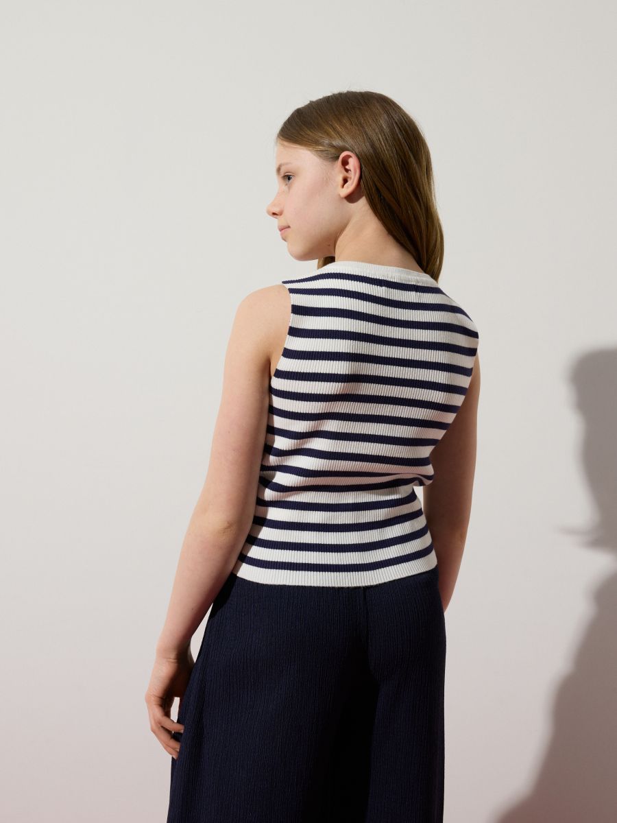 Ribbed striped top - navy - RESERVED - 2