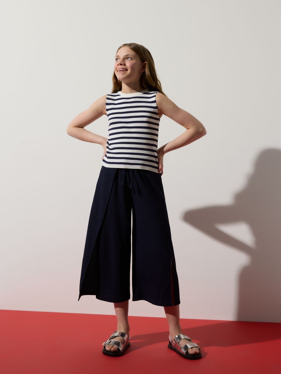 Rebrast top z črtami - navy - RESERVED - 3