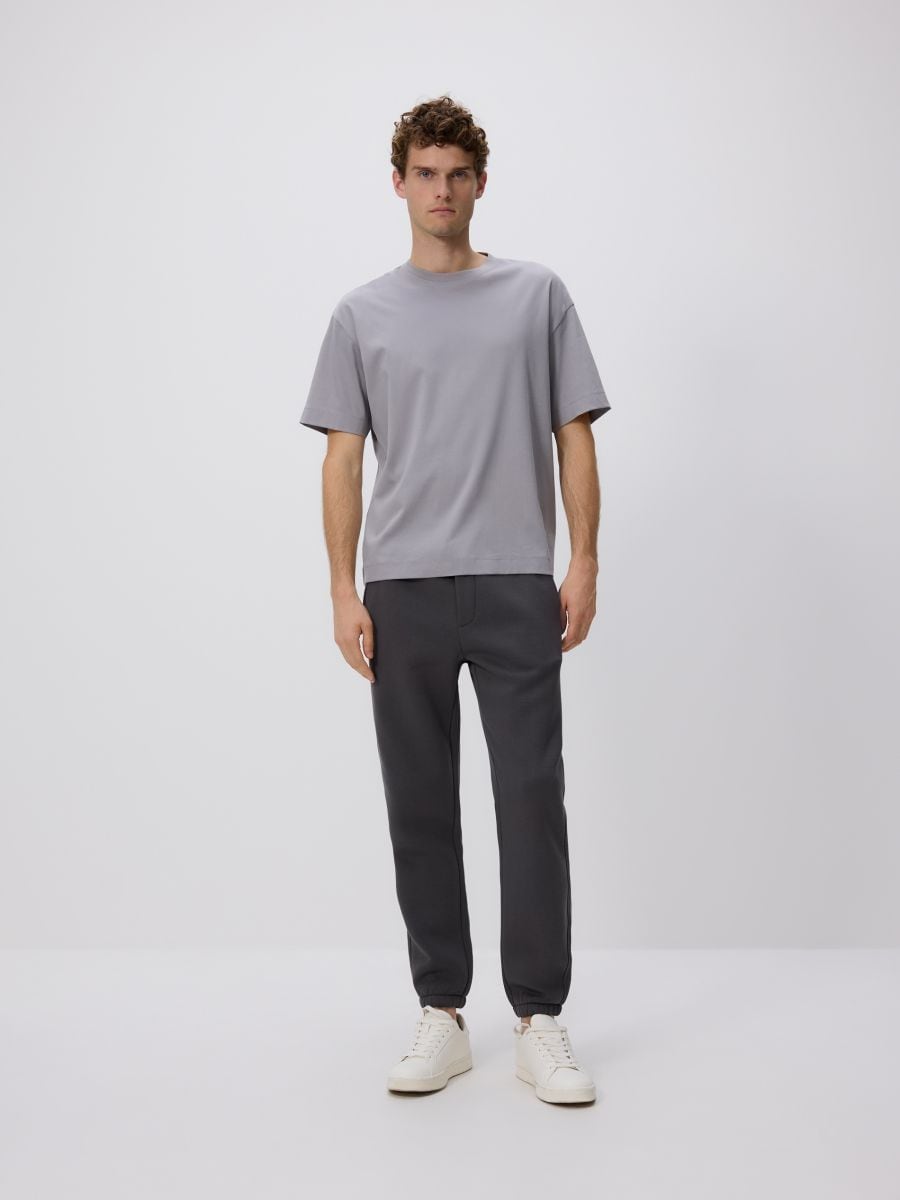 Boxy t-shirt in mercerized cotton - light grey - RESERVED
