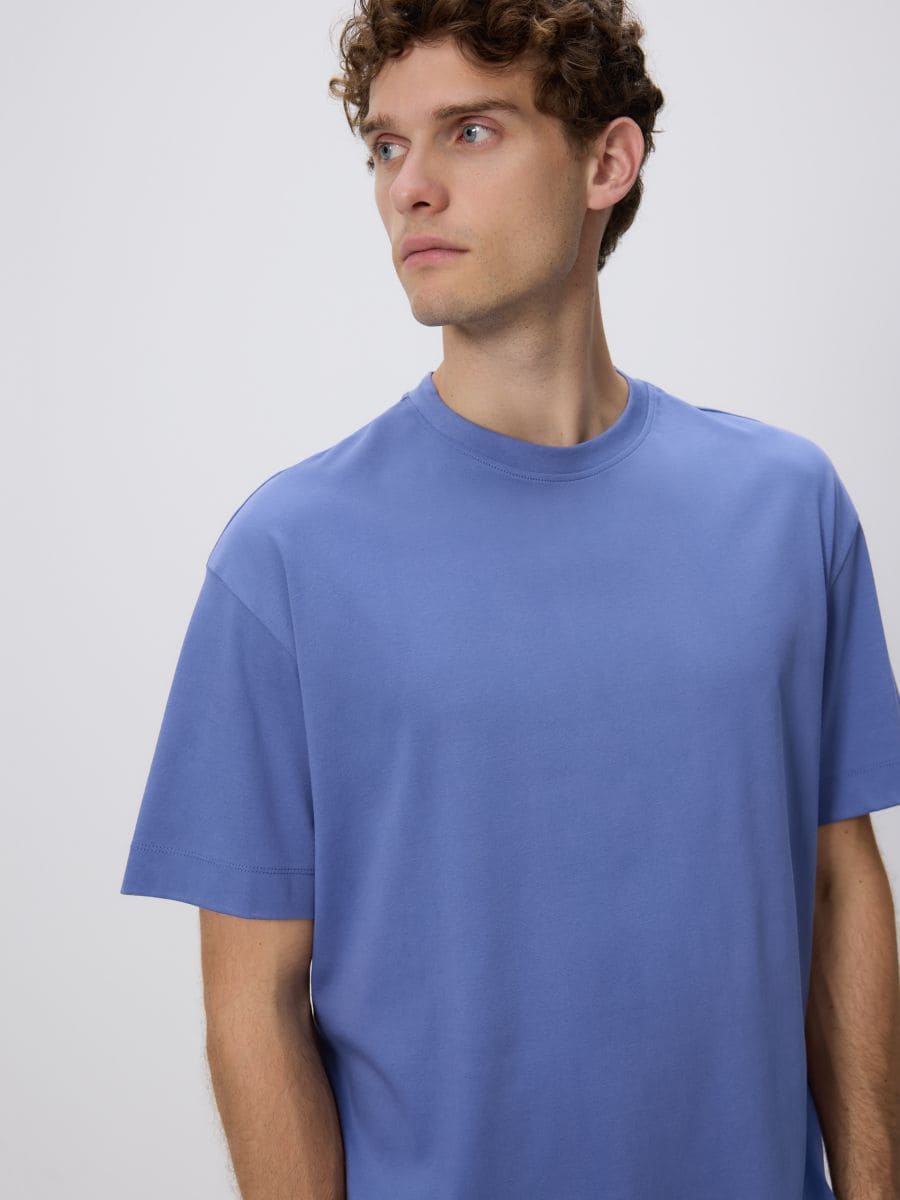 Boxy t-shirt in mercerized cotton - light blue - RESERVED