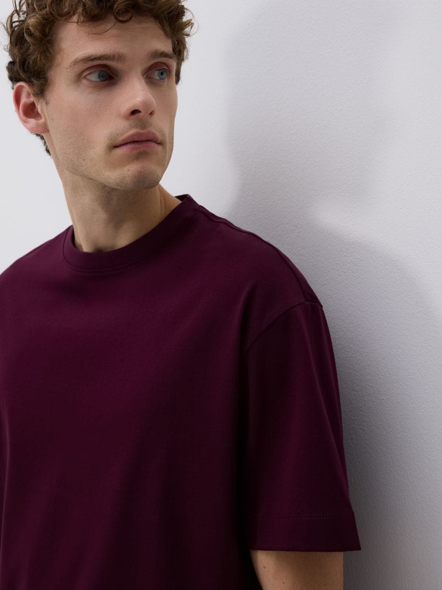 Boxy t-shirt in mercerized cotton - brown - RESERVED