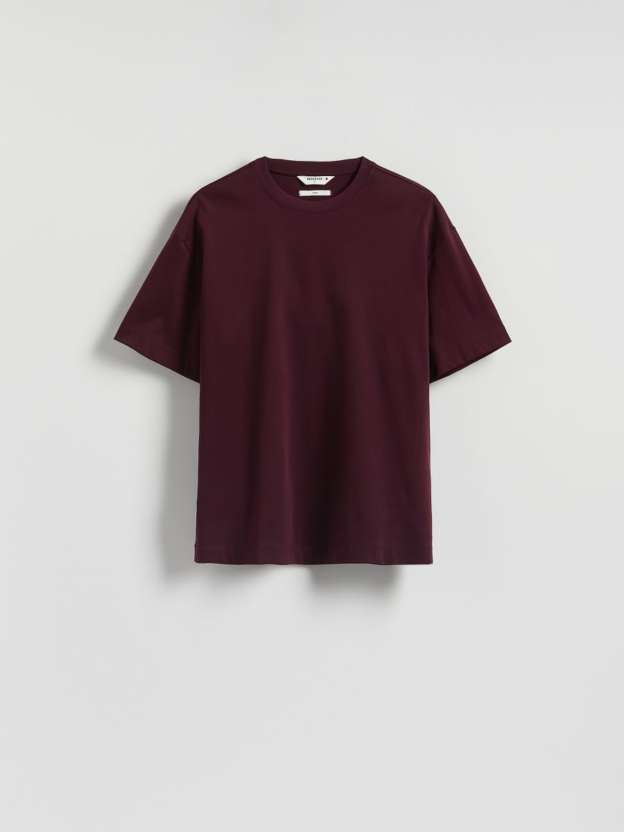 T-shirt boxy z merceryzowanej bawełny - brązowy - RESERVED