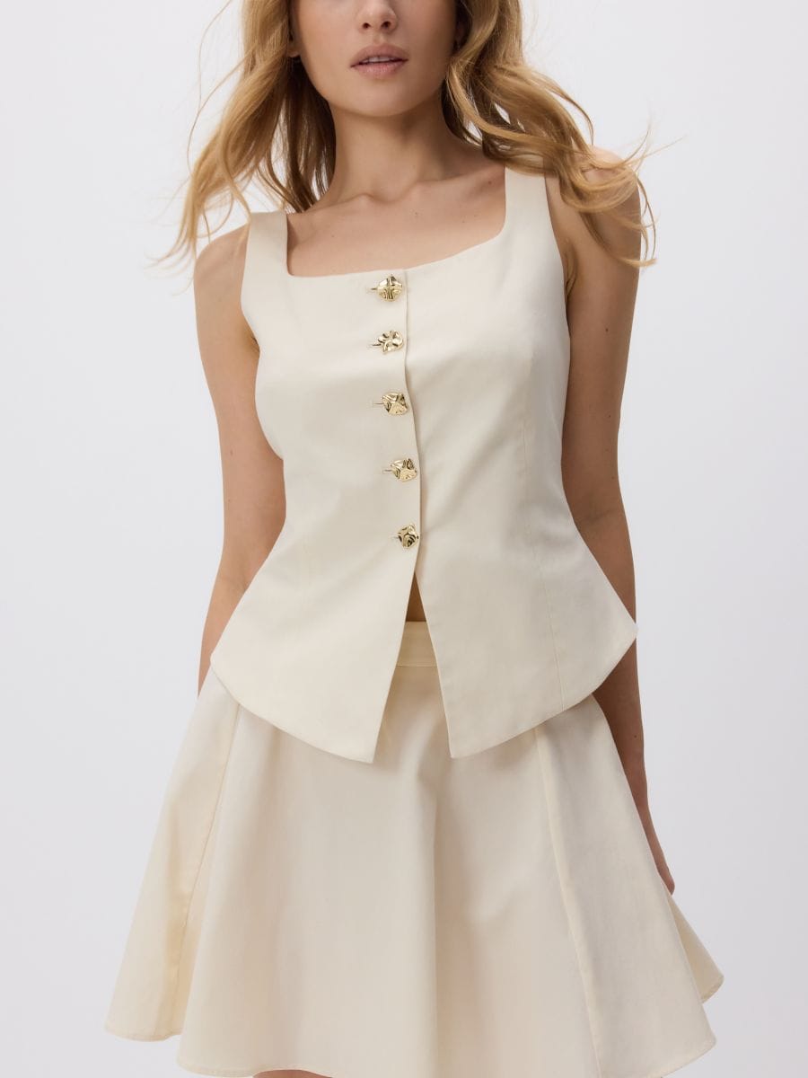 Vest with decorative buttons - nude - RESERVED - 4