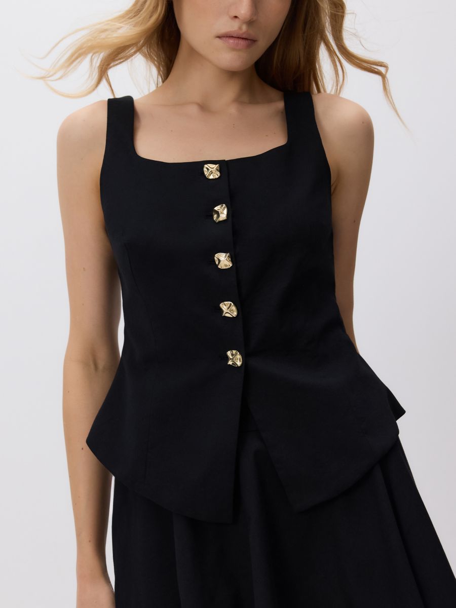 Vest with decorative buttons - black - RESERVED - 3