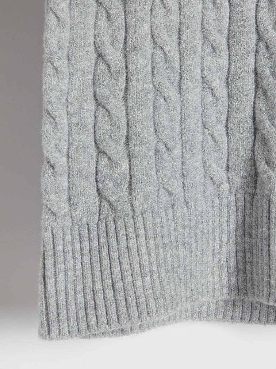 Sweter w warkoczowy splot - jasnoszary - RESERVED - 4