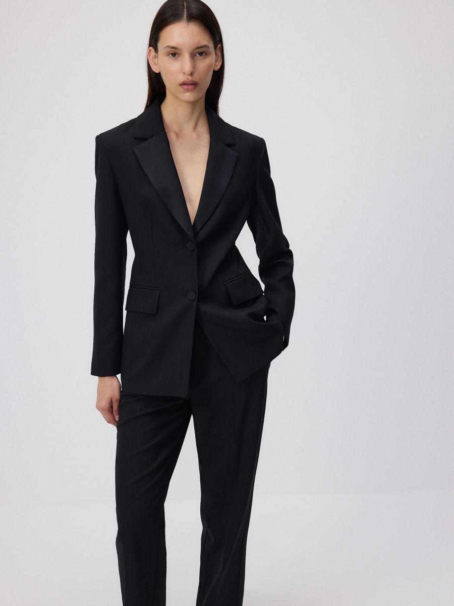 Blazer i uldblanding - sort - RESERVED - 4