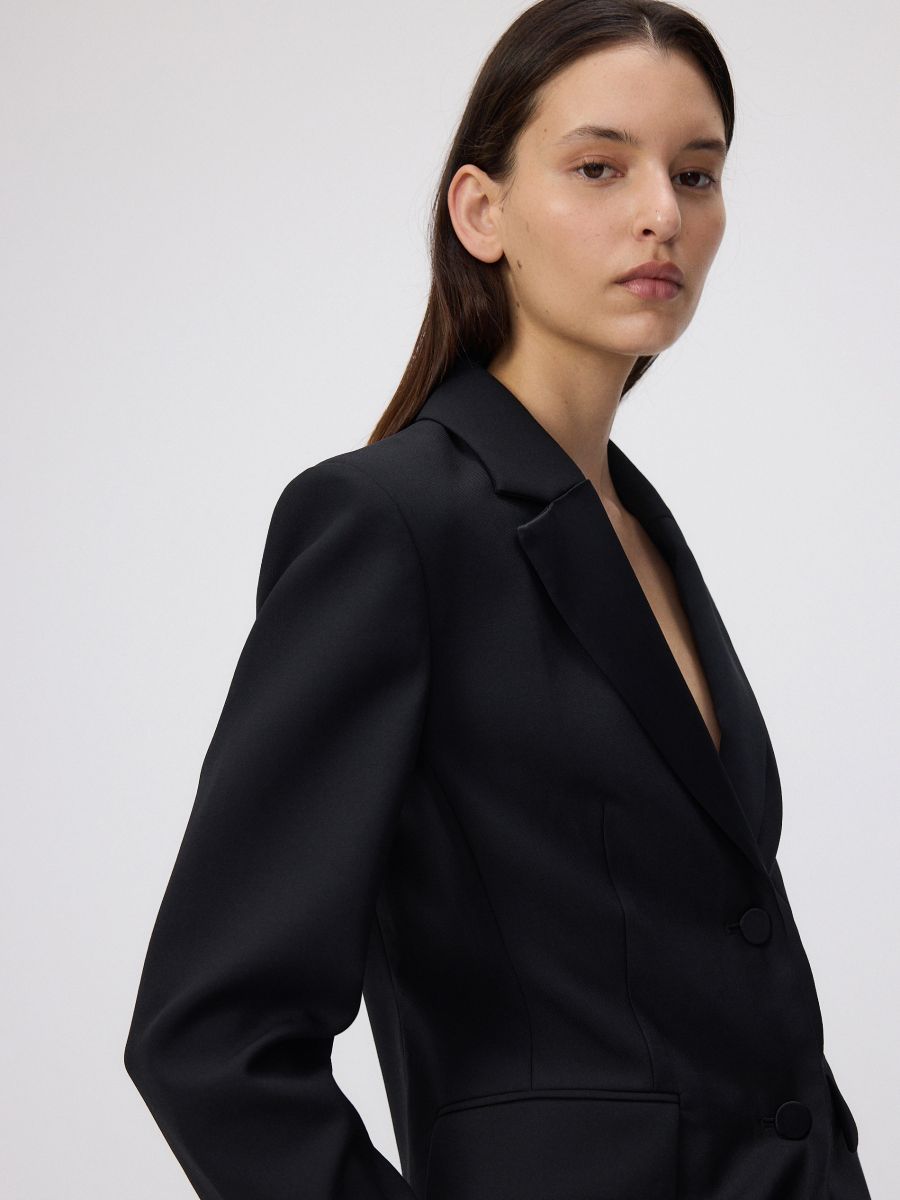 Blazer i uldblanding - sort - RESERVED - 2