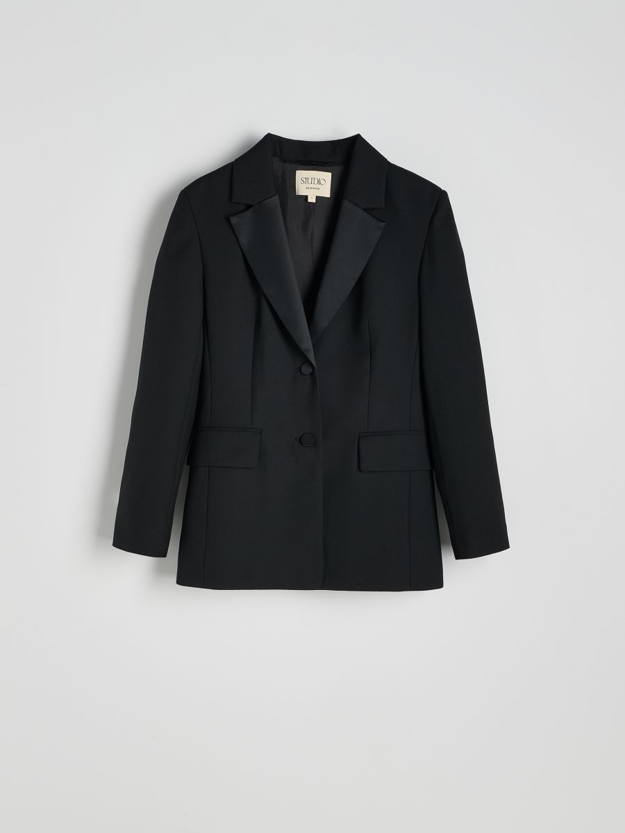 Blazer i uldblanding - sort - RESERVED - 6