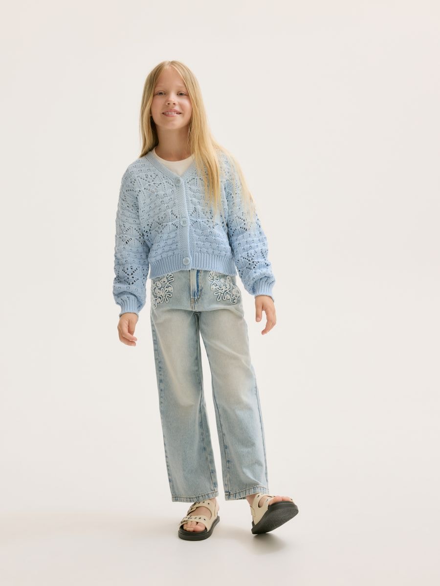 GIRLS` SWEATER - pale blue - RESERVED