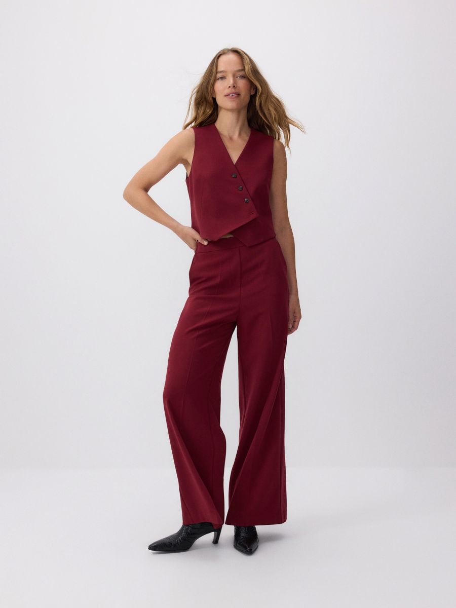 Wide leg trousers - burgundy - RESERVED