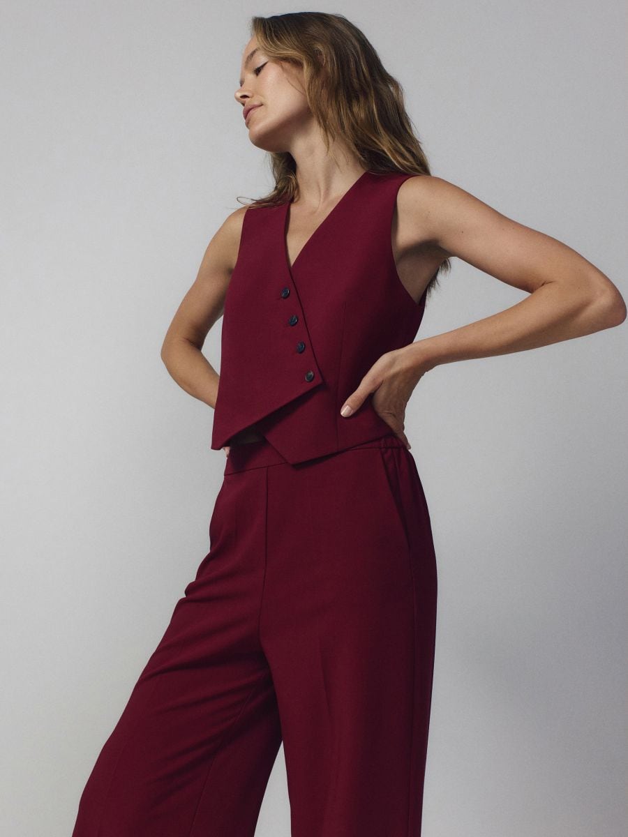 Wide leg trousers - burgundy - RESERVED - 3