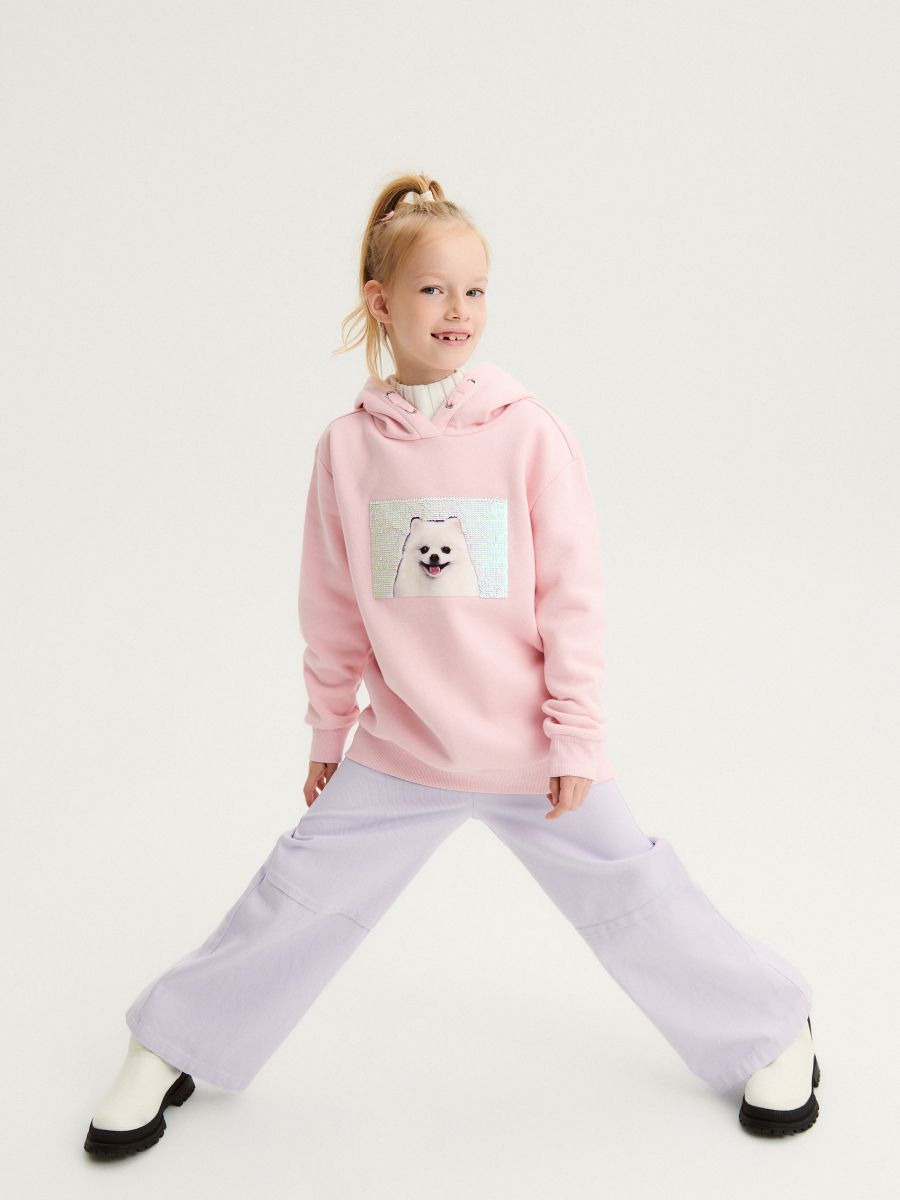 Hoodie with magic sequins - pink - RESERVED - 4