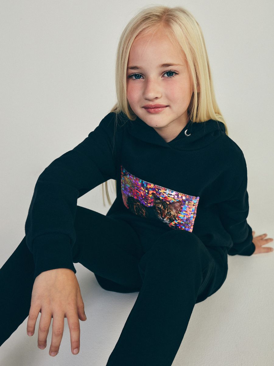 Hoodie with magic sequins - black - RESERVED - 5