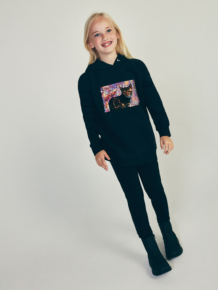 Hoodie with magic sequins - black - RESERVED - 4