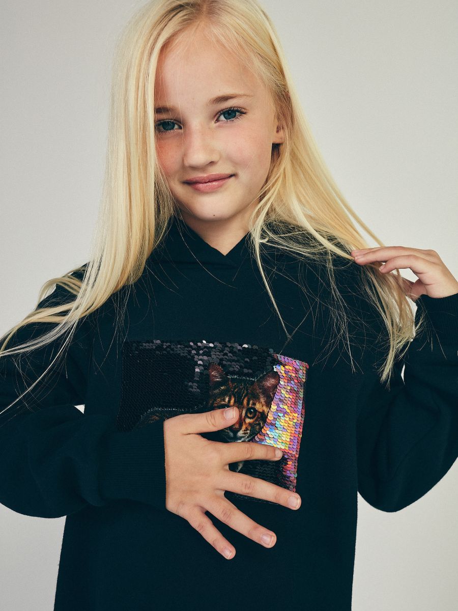 Hoodie with magic sequins - black - RESERVED - 6