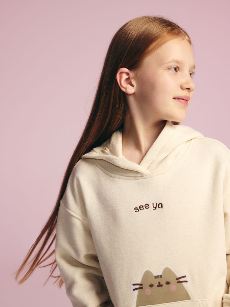 Pusheen sweatshirt with 3D applique - beige - RESERVED