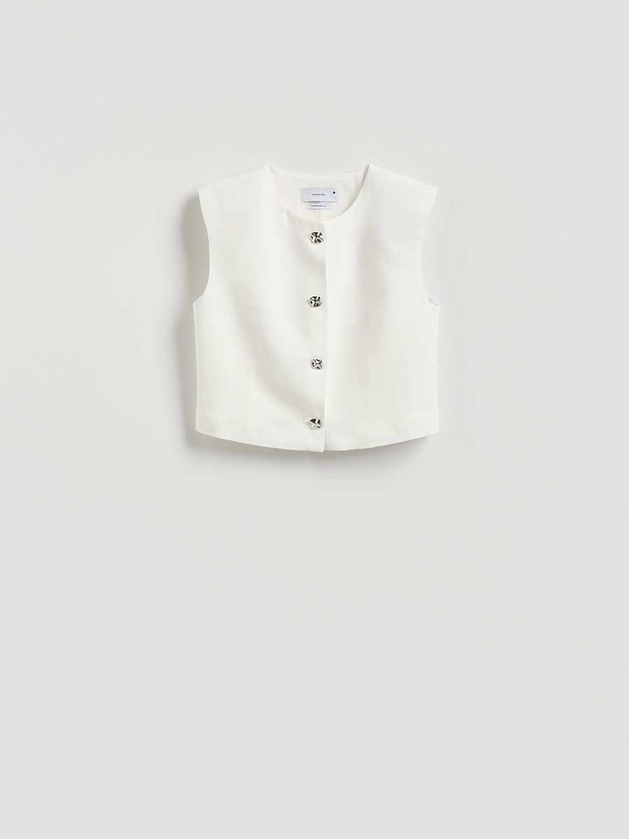 Vest met linnenmengsel - CRÈME - RESERVED