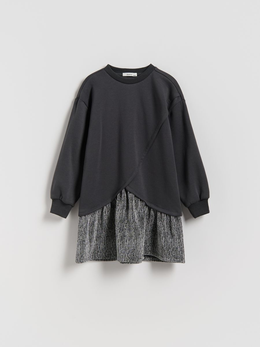 Combined fabrics dress - dark grey - RESERVED