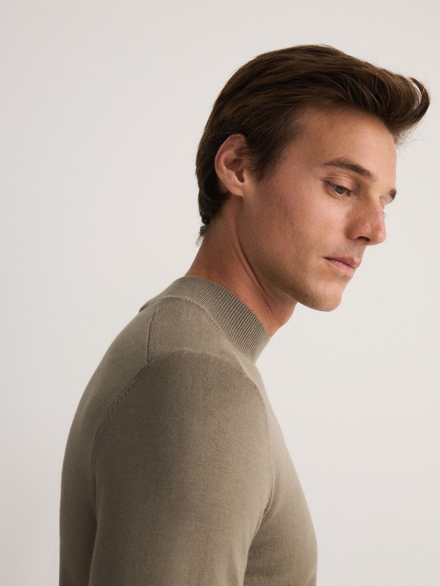 Sweater with viscose blend - olive - RESERVED - 3