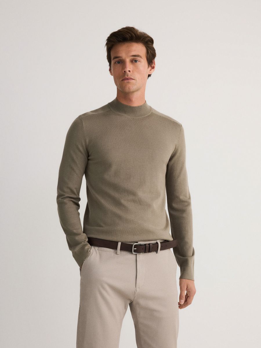 Sweater with viscose blend - olive - RESERVED - 2