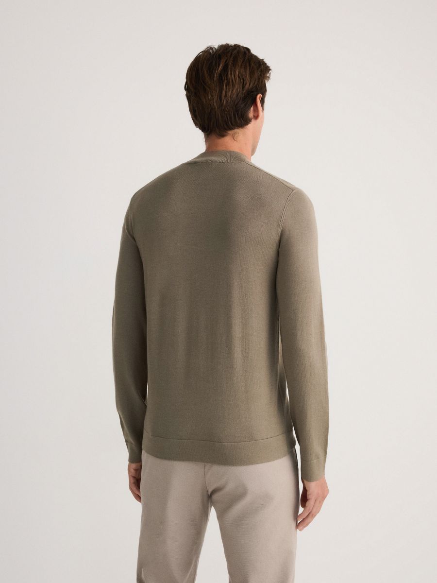 Sweater with viscose blend - olive - RESERVED - 4