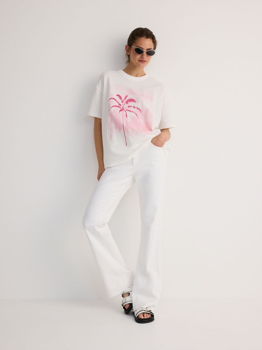 Oversized T-shirt with print - white - RESERVED